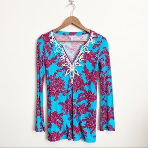 ⭐️ 2 for $25 • Lilly Pulitzer || Westley Tunic Rhode Island Reef Top Aqua XS